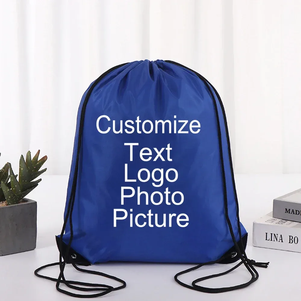 sac à dos de cyclisme avec logo/texte/nom personnalisé, sac à chaussures à cordon de serrage pour vêtements, ceinture étanche, sac de sport portable en nylon