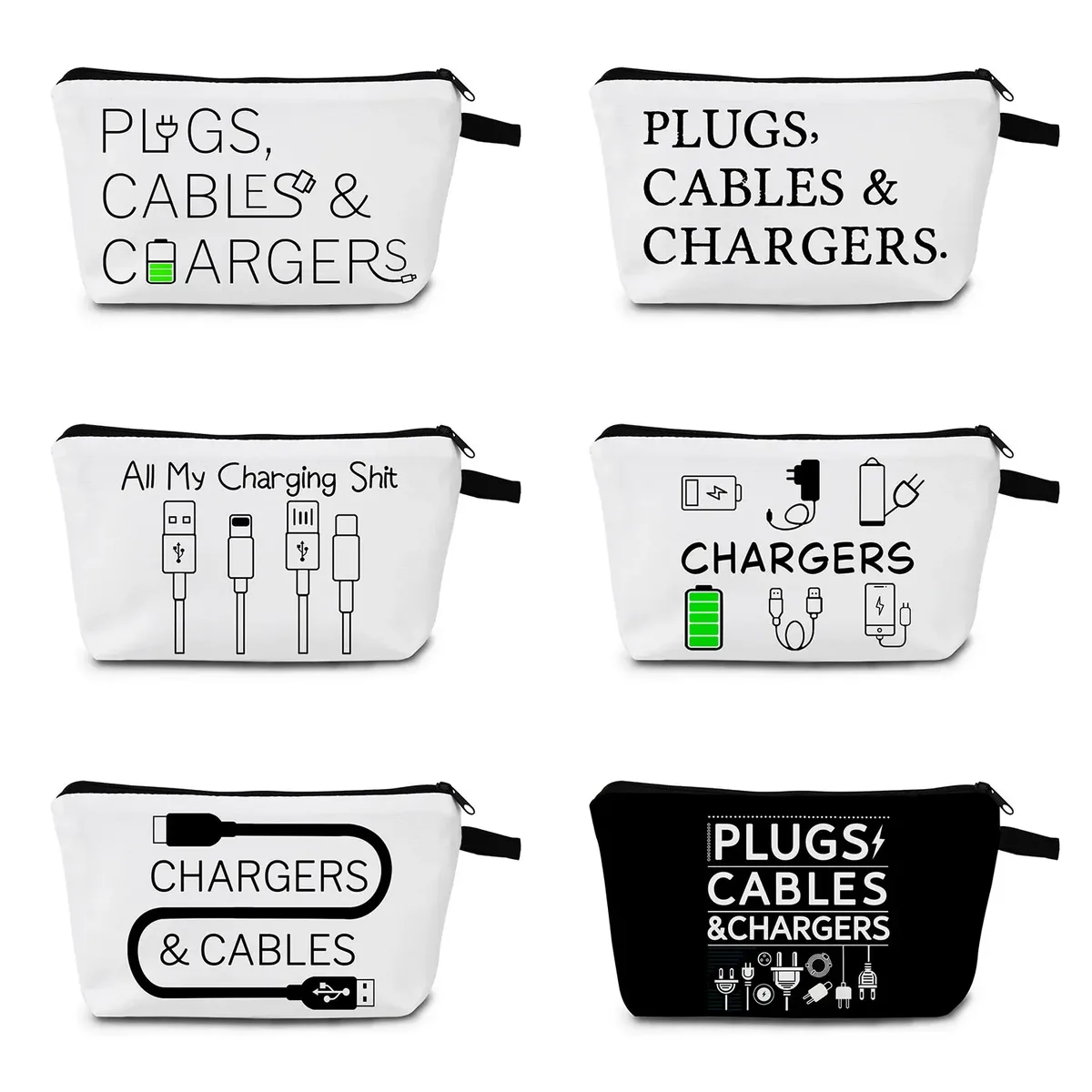 sac de rangement pour chargeur, sac de maquillage, bouchons de chargeur, cadeau pour femmes, sac à cosmétiques pour cordon de chargement, pochette à fermeture éclair, trousse de toilette de voyage
