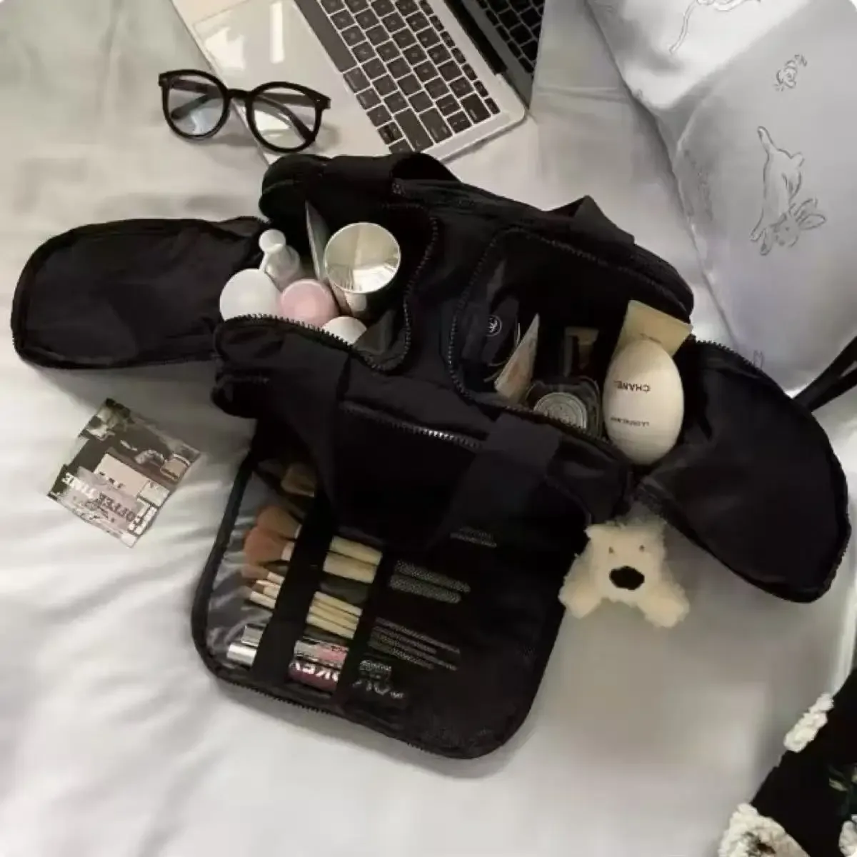 grande trousse de toilette femme grande capacité, sac de voyage imperméable pour cosmétiques, organisateur de maquillage et articles de toilette avec compartiments pour douche