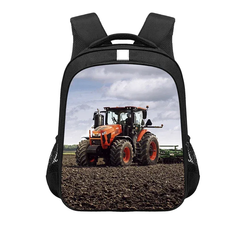 sac à dos de jeu avec tracteur de ferme imprimé, sac d'école de dessin animé pour garçon et fille, sac à dos pour ordinateur portable