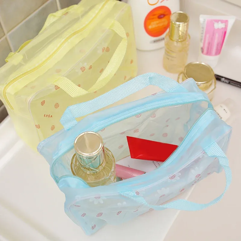 trousse cosmétique transparente en pvc pour femme, trousse de maquillage transparente pour fille, étui de beauté étanche avec fermeture éclair, trousses de toilette de voyage, sac à main, 1 pc