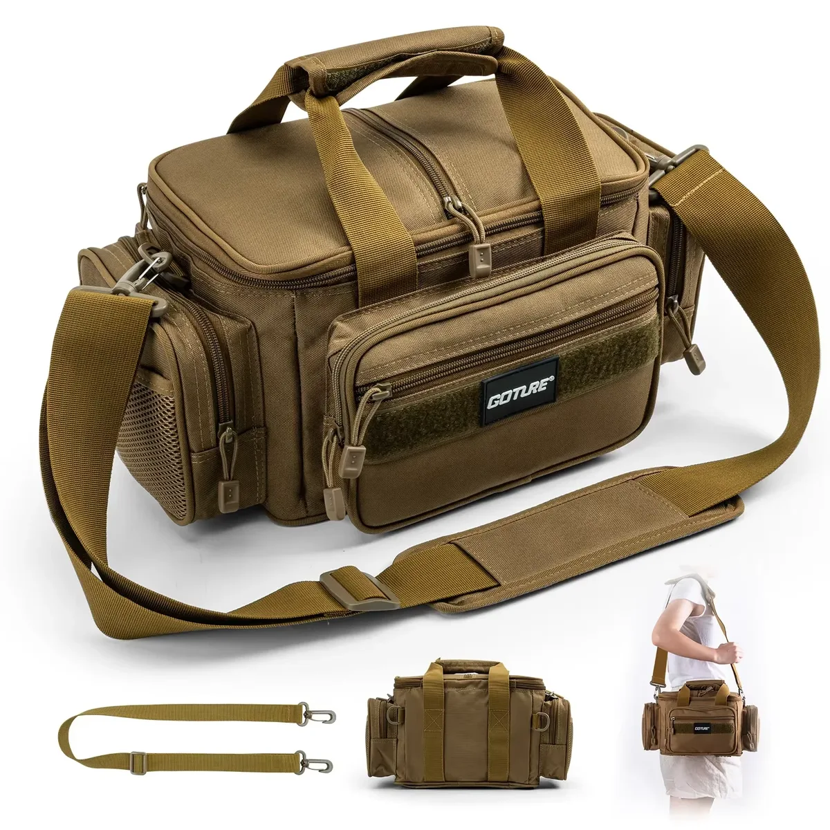 sac de voyage tactique en toile imperméable, sac à main multifonctionnel pour le camping, la randonnée, la pêche, sac à bandoulière, sac de voyage