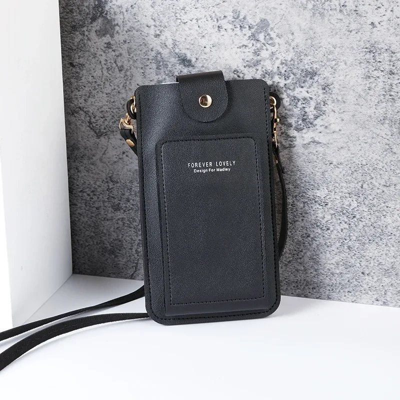 sac à bandoulière simple de couleur unie pour femmes, sac en bandoulière pour téléphone portable, portefeuille pour cartes de permis de conduire, nouvelle collection 2024