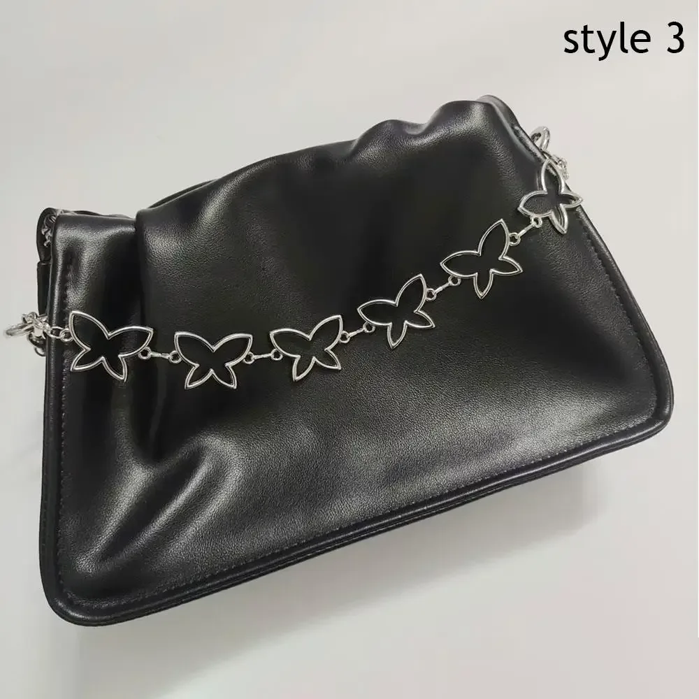 chaîne de sac en métal papillon multicouche, chaînes de sac en métal argenté, mode bricolage, sac à bandoulière, sangles en chaîne, accessoires de décoration pour jeans