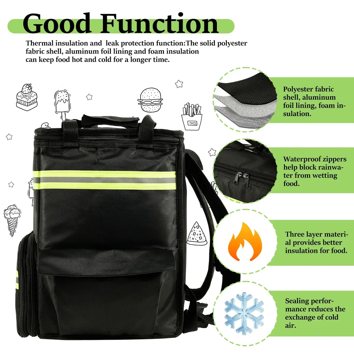sac à dos isotherme, sac à dos isotherme pour pique-nique, sac à dos pour garder les aliments frais, sac de voyage pour le camping en plein air, sac de livraison pour aliments