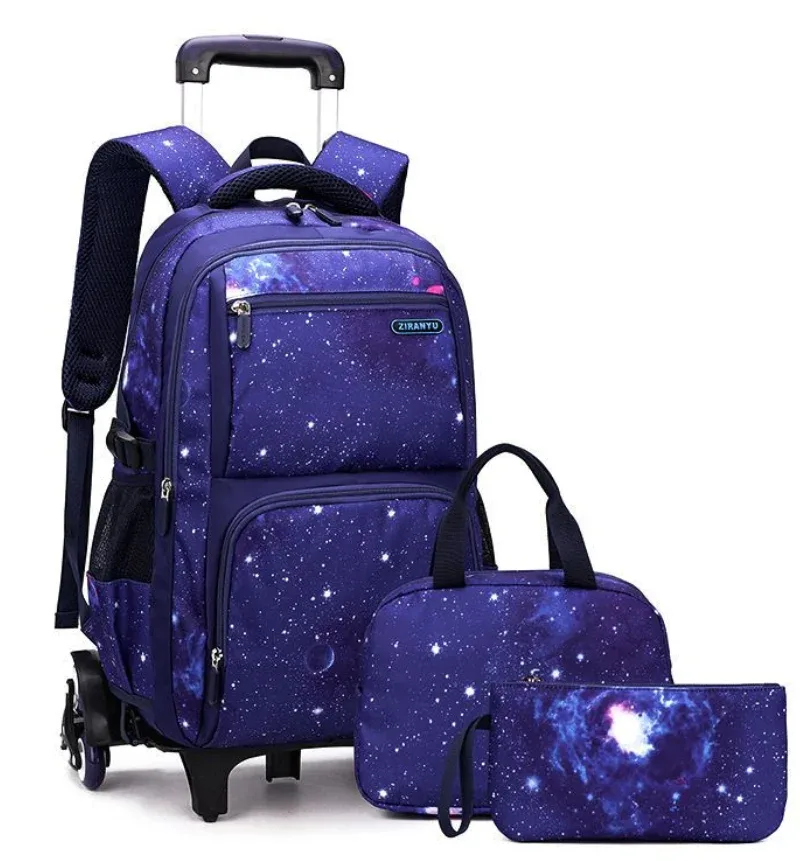 sac à dos à roulettes pour enfants, valise de voyage à roulettes, sac à roulettes pour l'école, ensemble de sacs d'école pour garçons, ensemble de sacs à déjeuner