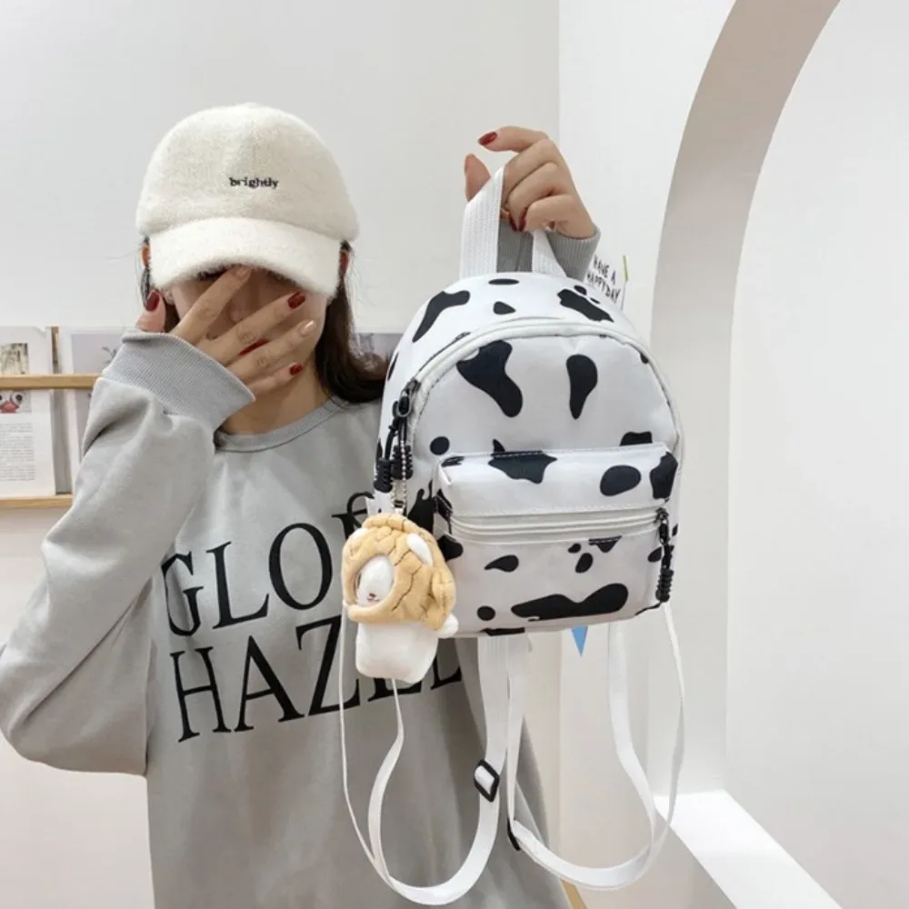 sac à dos mini multifonctionnel en toile pour femme, motif vache mignon, avec bandoulière réglable, idéal pour les voyages