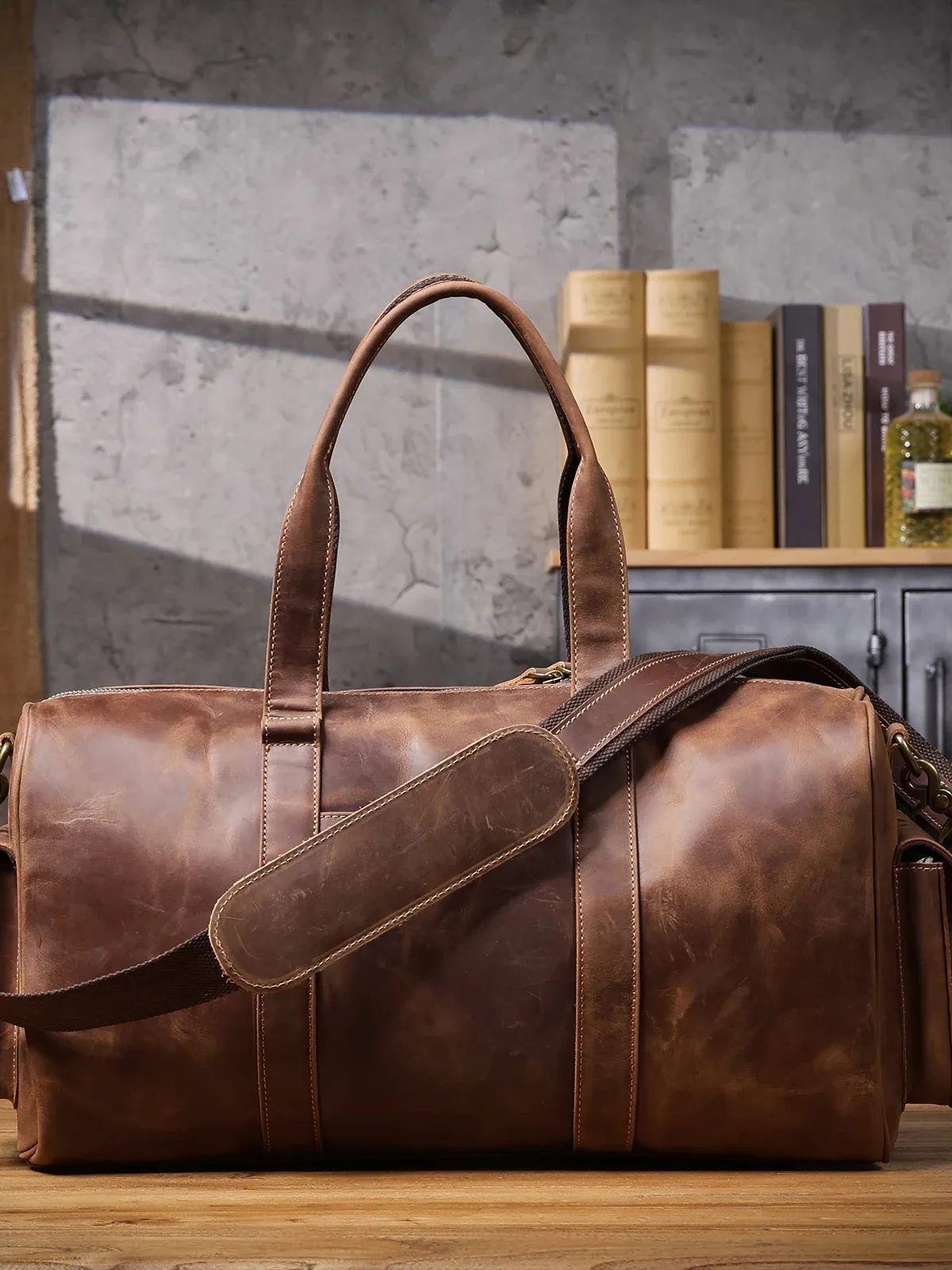 sac de voyage pour homme s.worker, grande capacité, en cuir véritable, cuir de vachette vintage, sac de week-end, sac de sport, style rétro