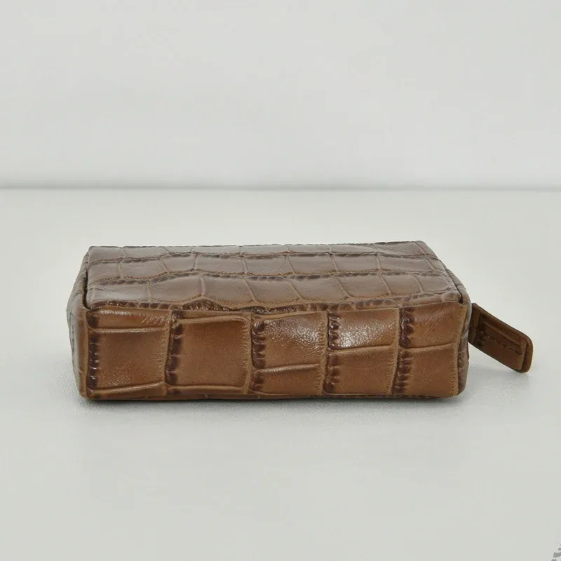 personnaliser les initiales en cuir véritable motif crocodile pochette mini boîte sacs de maquillage pour les femmes de luxe concepteur 2026 nouveau en cuir de vache naturel voyage affaires organisateur sac