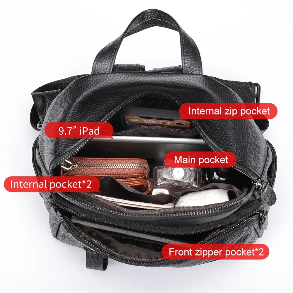 sacs à dos pour ordinateur portable westal 100% cuir, sac d'école, sac à dos antivol, sacs imperméables pour femmes, mochila 172