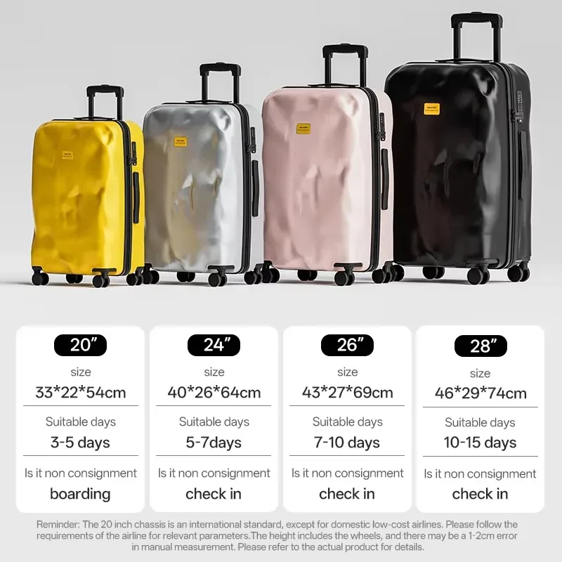 valise créative au design irrégulier cratère de météorite, tendance rétro, bagage à roulettes de voyage 20/24/26/28 pouces avec serrure tsa, en matériau pc