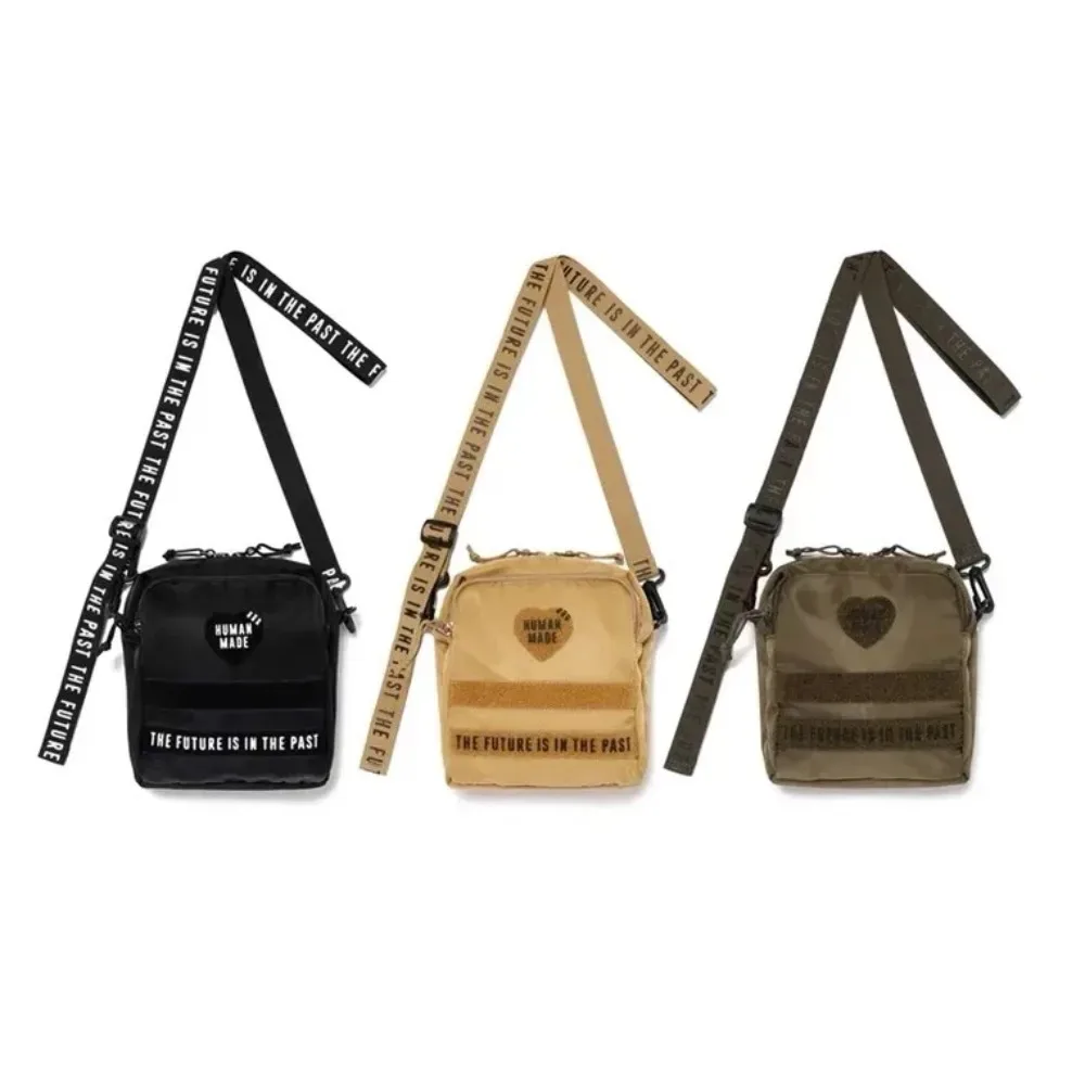 sac à bandoulière unisexe en nylon human made 2026, sac banane tricolore léger et pratique, sac bandoulière décontracté pour les trajets quotidiens