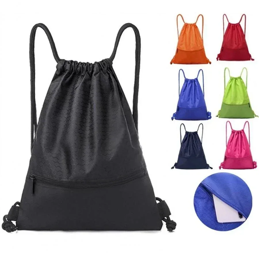 sac à dos simple avec poche à cordon de serrage pour sport de plein air, sac à dos de fitness pour hommes et femmes, sacs de basket-ball légers, sac à fermeture éclair oxford