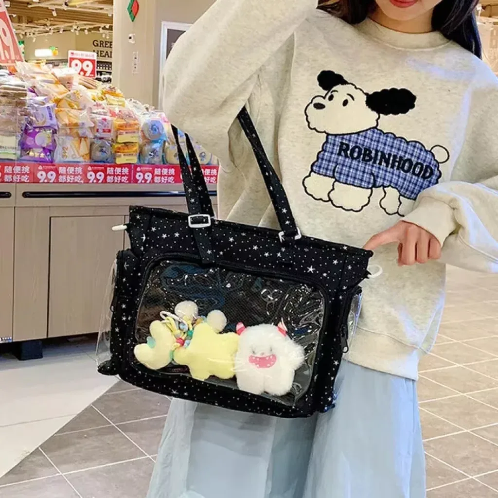 y2k mignon japonais ins ita sac lolita fille fourre-tout transparent sac à bandoulière grande capacité sac à bandoulière décontracté bricolage affichage sacs à main