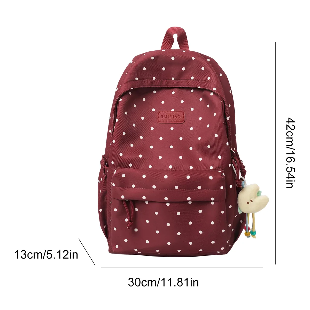 sac à dos pour ordinateur portable en nylon à pois, sac d'école pour étudiante, avec pendentif, sac de voyage et de shopping, sacoche pour ordinateur