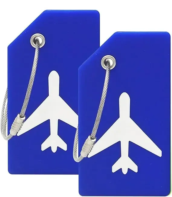 étiquette de bagage en silicone pour valises avec boucle en acier inoxydable, approuvée par la tsa, protection de la vie privée, accessoires de voyage essentiels, étiquettes pour sacs