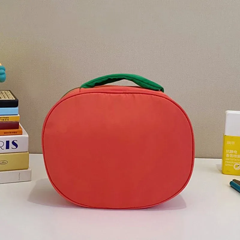 1 pièce trousse de maquillage mignonne en forme de tomate, en nylon imperméable, organiseur de cosmétiques portable, pochette de rangement pour articles de toilette