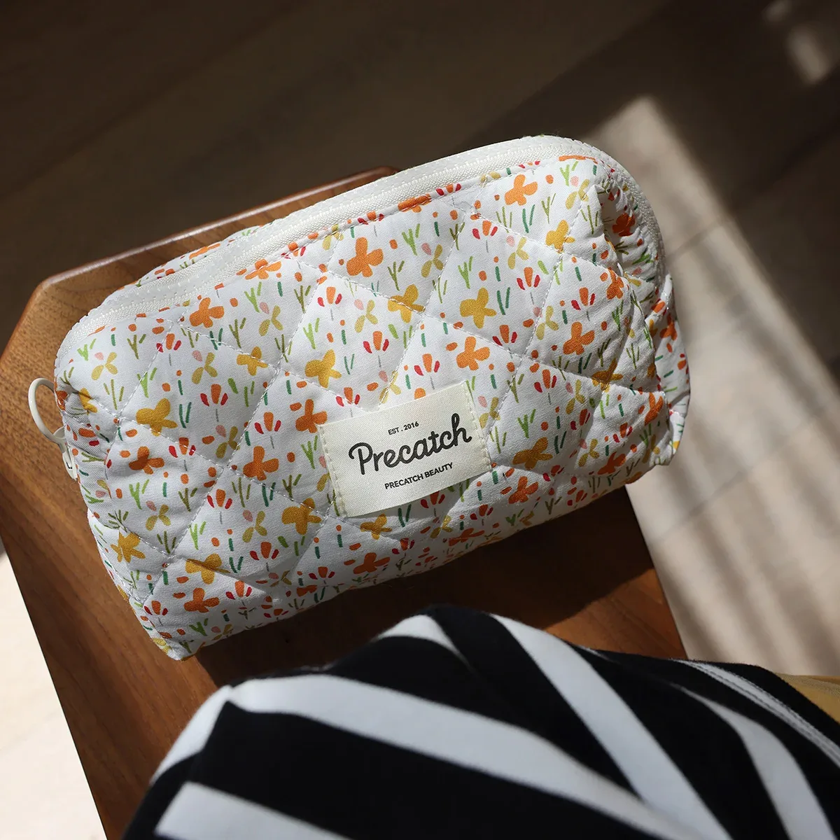 trousse à cosmétiques à coutures fraîches, style français, art floral, maquillage, soins de la peau, voyage, 03/stockage, été, fleurs polyvalentes