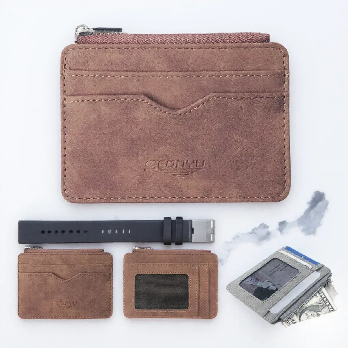 mini portefeuille de voyage en cuir pu, porte-cartes, motif lézard, fenêtre d'identification, étui pour hommes et femmes, organisateur de portefeuille compact