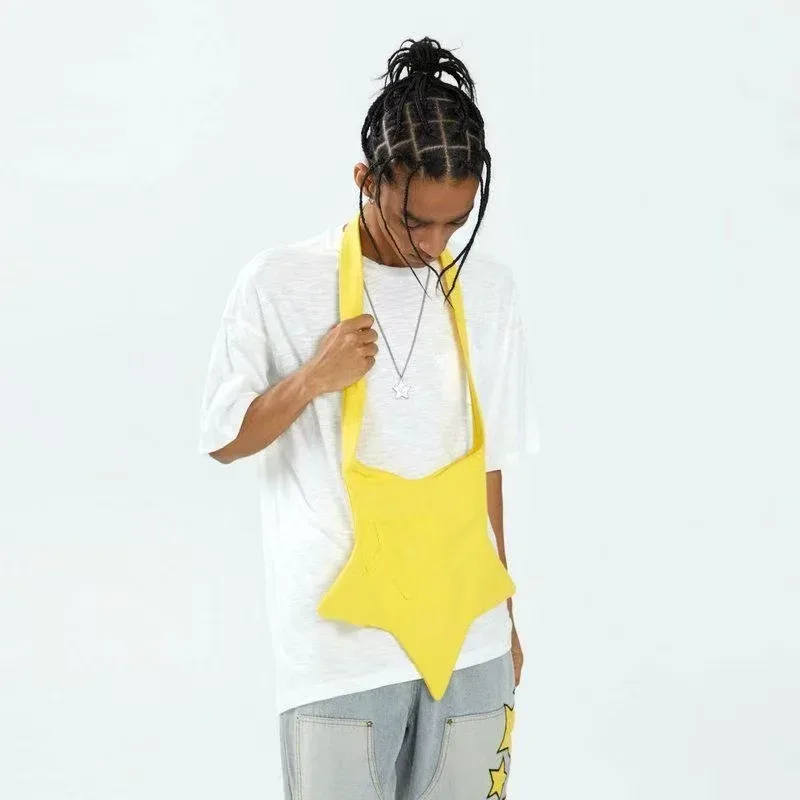 sac fourre-tout en forme d'étoile y2k pour femmes, sac à bandoulière décontracté en polyester doux, sac à main esthétique streetwear harajuku, multi-usage