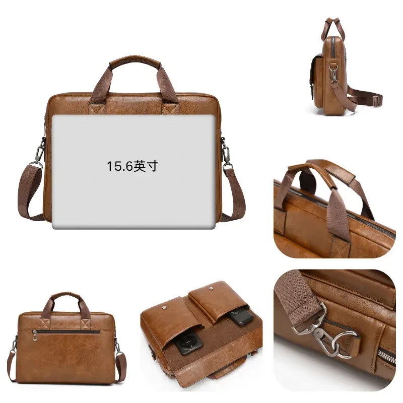 nouveau sac pour homme, grande capacité, mallette d'affaires en cuir pu, sac pour ordinateur portable, sac de voyage pour sports de plein air, sac à bandoulière, sac à dos