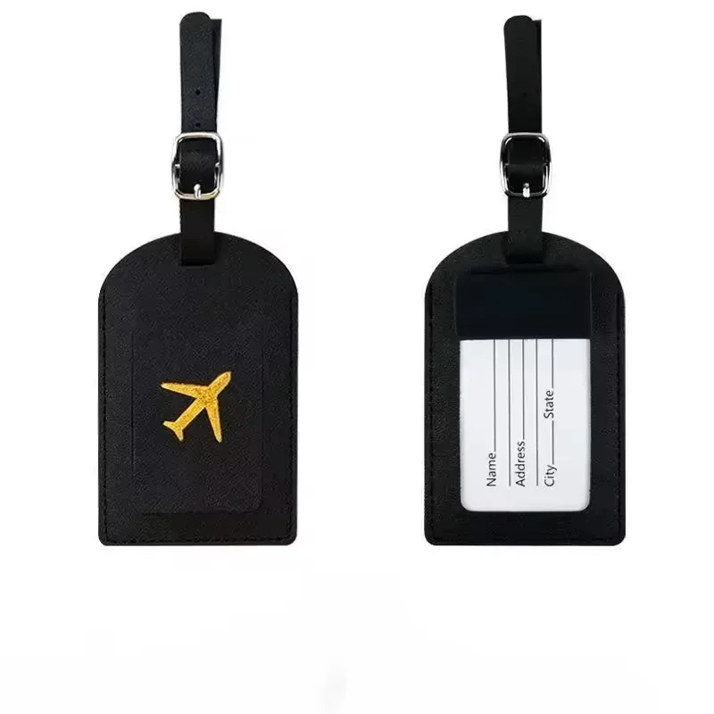 étiquette bagage cuir rectangulaire poignée bleu noir marron rouge gris vert jaune blanc voyage identification nom adresse numéro téléphone email