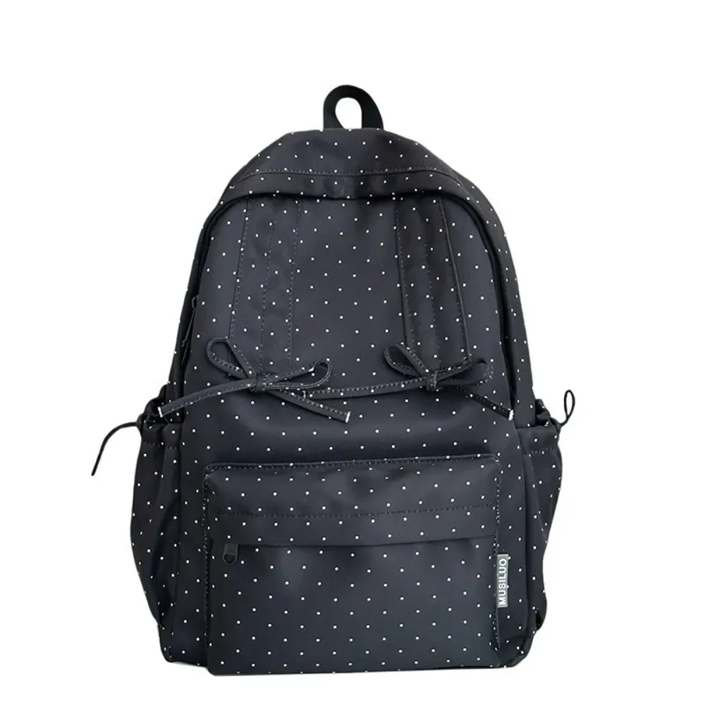 sac à dos de voyage à pois tendance avec nœud, grande capacité, cartable d'étudiant, sac à dos multi-poches en nylon pour ordinateur portable