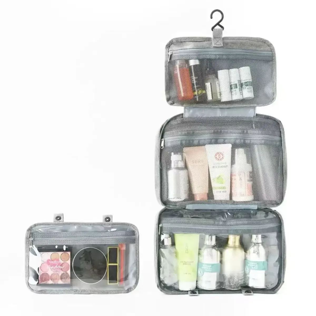 grande trousse de toilette suspendue avec crochet, étanche, pliable, sac de voyage, organiseur de maquillage, de rasoirs et de cosmétiques, accessoires de salle de bain