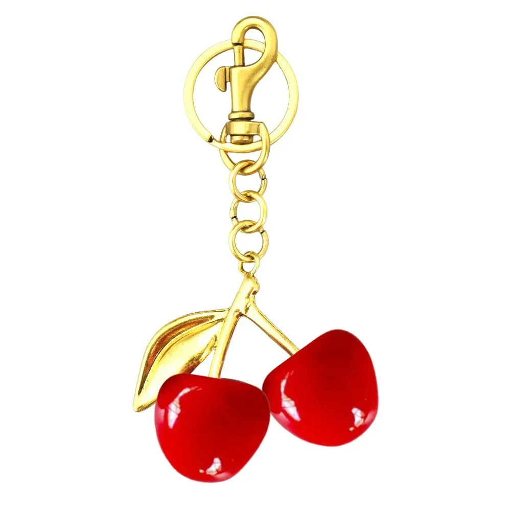 nouveau porte-clés cerise scintillant en résine, bijou diy, finition pailletée, pour clés de voiture, décoration de sac à dos
