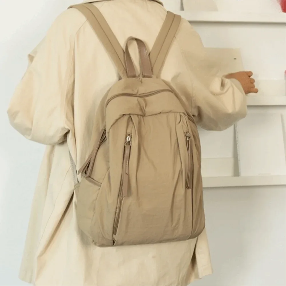 sac à dos de voyage uni et tendance, multi-poches, léger, en nylon, grande capacité, polyvalent, sac d'école pour étudiants, pour hommes