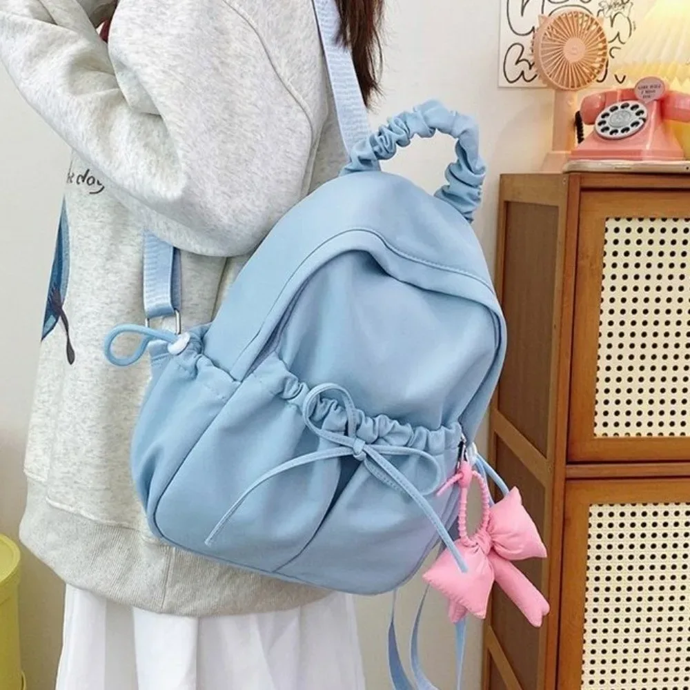 sac à dos en nylon pour étudiants, grande capacité, bretelles réglables, sac de voyage léger, sac à dos souple avec nœud pour femmes