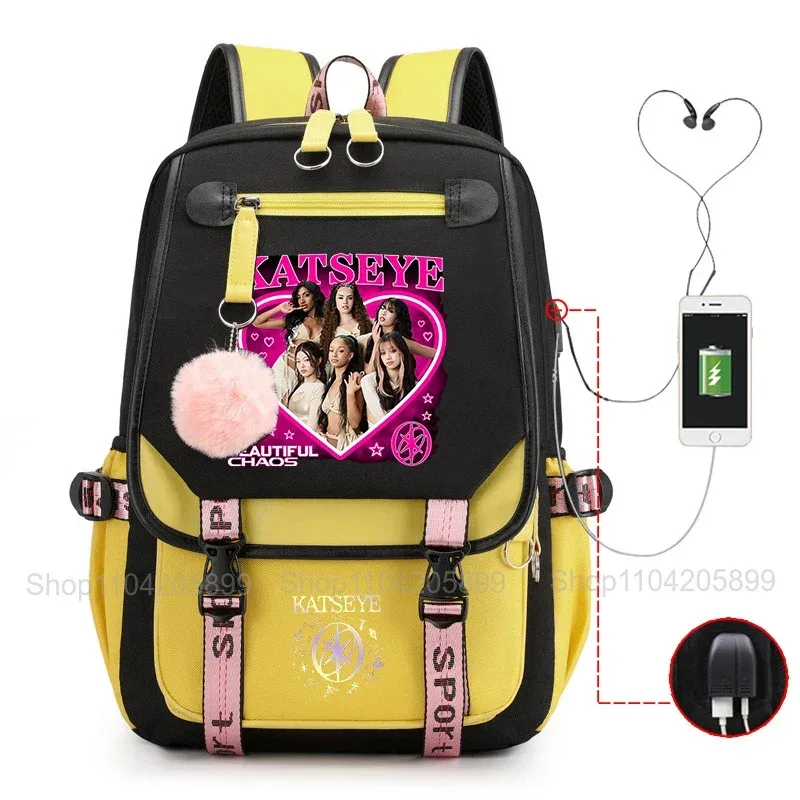 sac à dos katseye kpop mochila pour garçons et filles, sac d'école, sac de voyage quotidien, sac à dos décontracté pour ordinateur portable