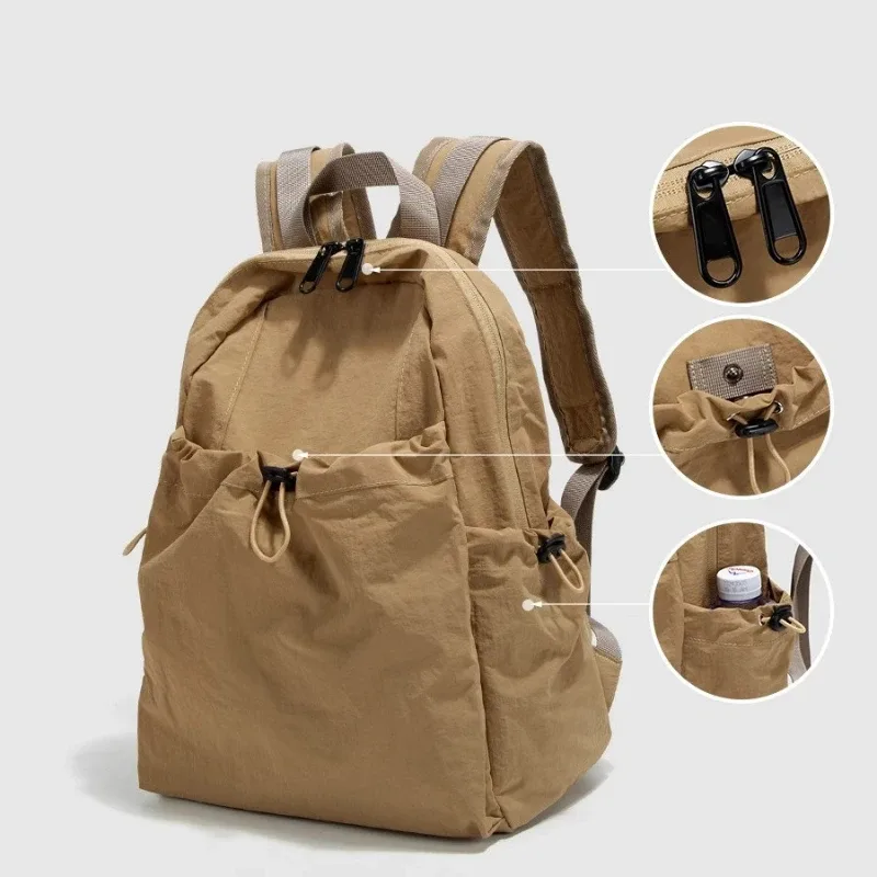 sac à dos léger unisexe, poches latérales à cordon, poche frontale, bretelles rembourrées confortables, sac à dos décontracté pour l'école