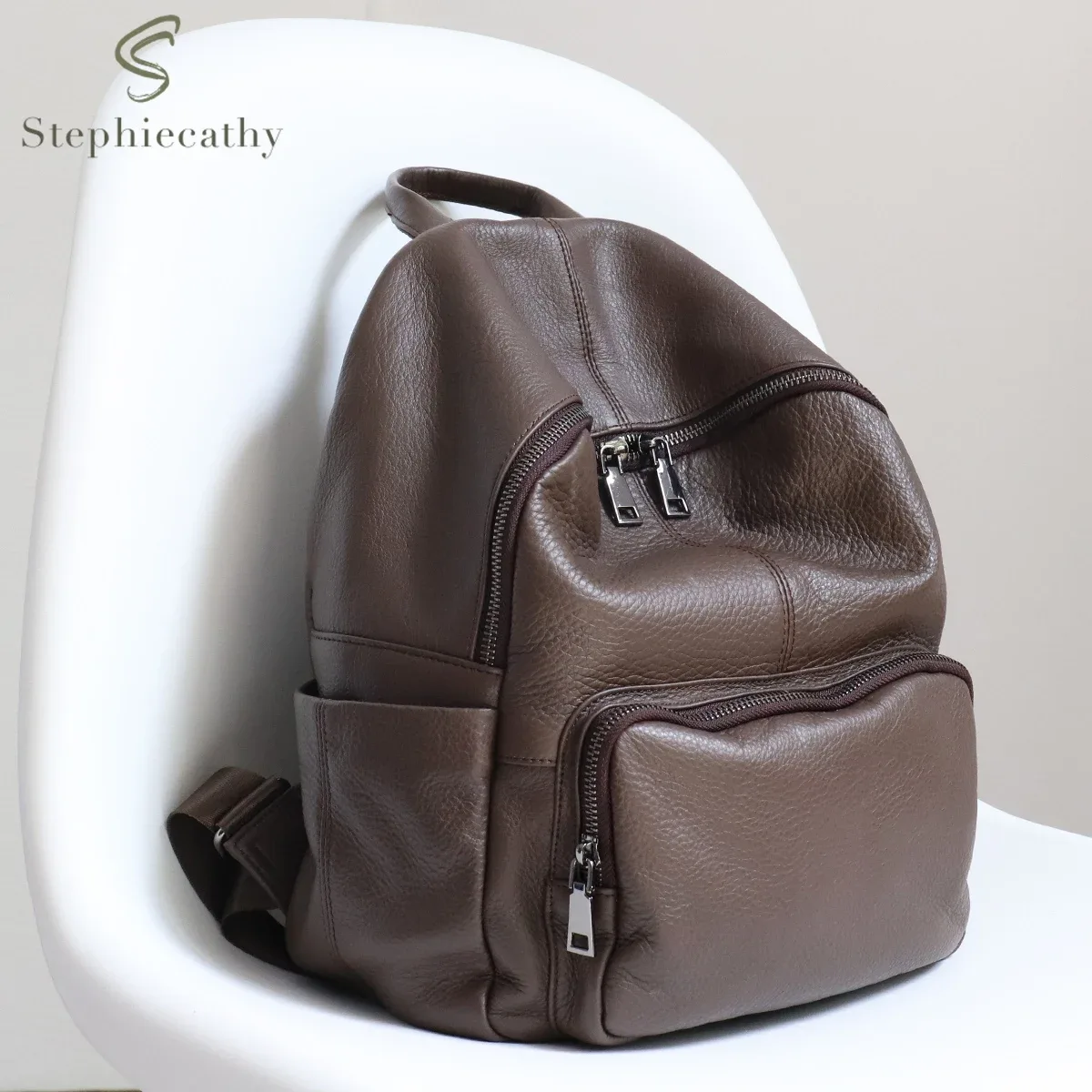 sac à dos en cuir de vache naturel pour femmes et hommes, design minimaliste, décontracté, quotidien, polyvalent, sacs à bandoulière pour étudiants, sac à dos de voyage