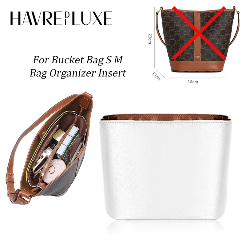 insert organisateur de sac pour sac à main bucket s m 191442cas, doublure de rangement intérieure super légère, accessoires en papier dopont résistant à l'usure