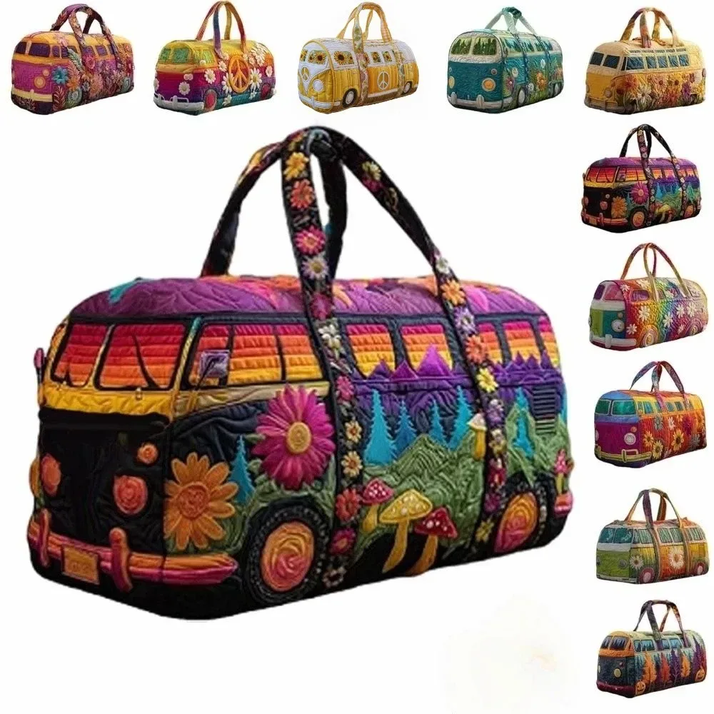 Sac de voyage matelassé 3D, sac fourre-tout artisanal, sac de voyage grande capacité, sac à main pour courtes distances