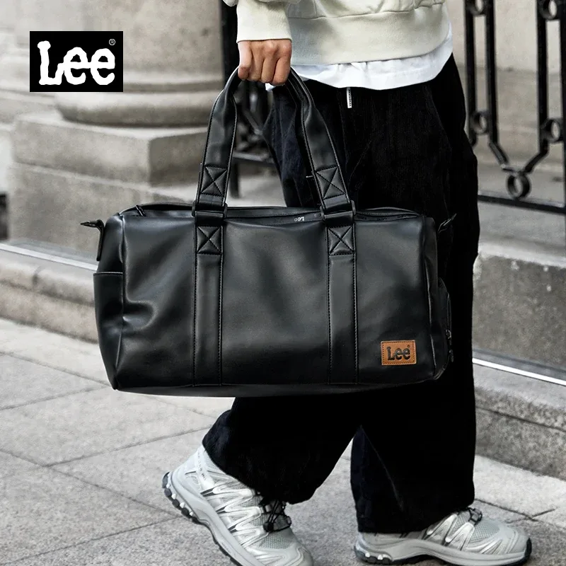 lee – sac polochon de voyage en cuir imperméable de haute qualité, compartiment à chaussures sec et humide, grand bagage d'entraînement, sac de fitness pour femmes et hommes