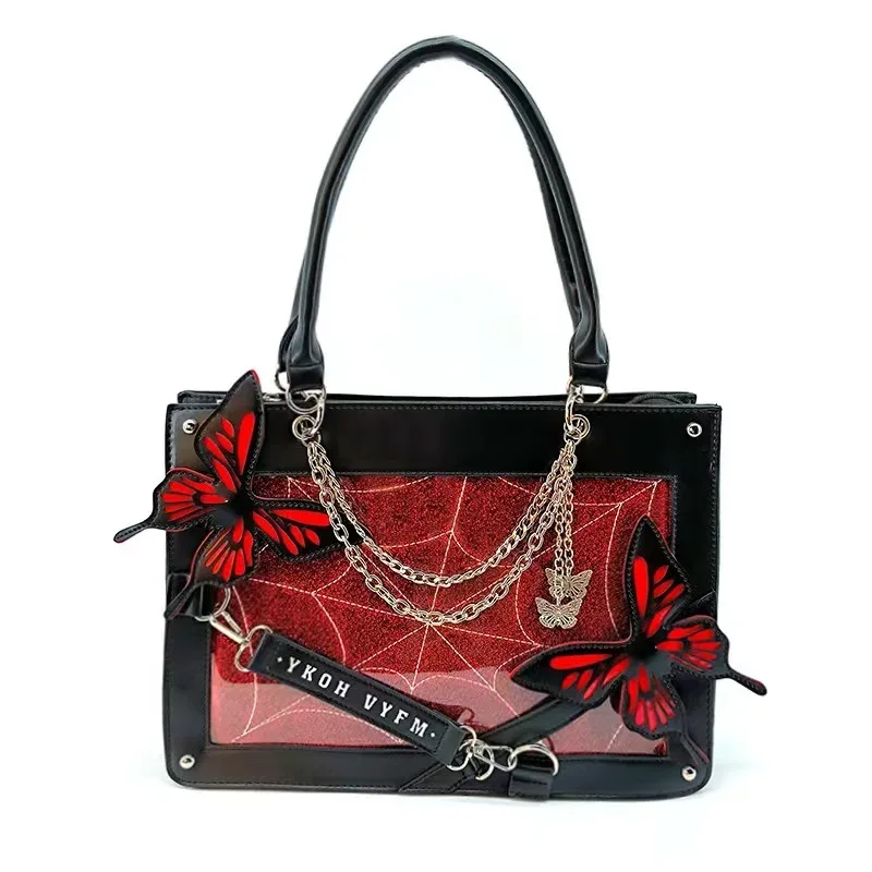 y2k-sac à main transparent en toile d'araignée avec lettres, lolita, gothique, vintage, à la mode