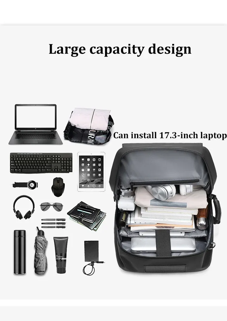 sac à dos de voyage pour hommes, 50 litres, sac à dos de randonnée et de trekking, imperméable, sac à dos pour ordinateur portable de 17 pouces, sac à dos d'affaires avec compartiment séparé pour les chaussures.