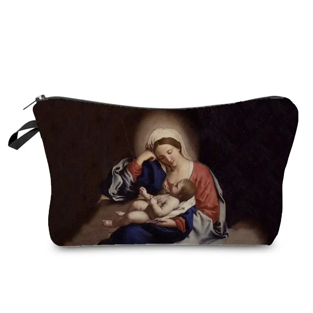trousse de toilette à motif spinal pour femme, trousses de maquillage brodées personnalisées, trousse de toilette de voyage, belle déesse, imprimé enfant
