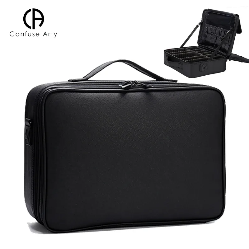 sac à cosmétiques en cuir pu pour femme, étanche, portable, grande capacité, trousse de maquillage, valise de voyage, haute qualité