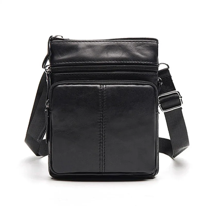 sac à bandoulière vintage en cuir véritable pour homme, sac à main messenger, étui à bombes, sac principal, initié, noir, 2020