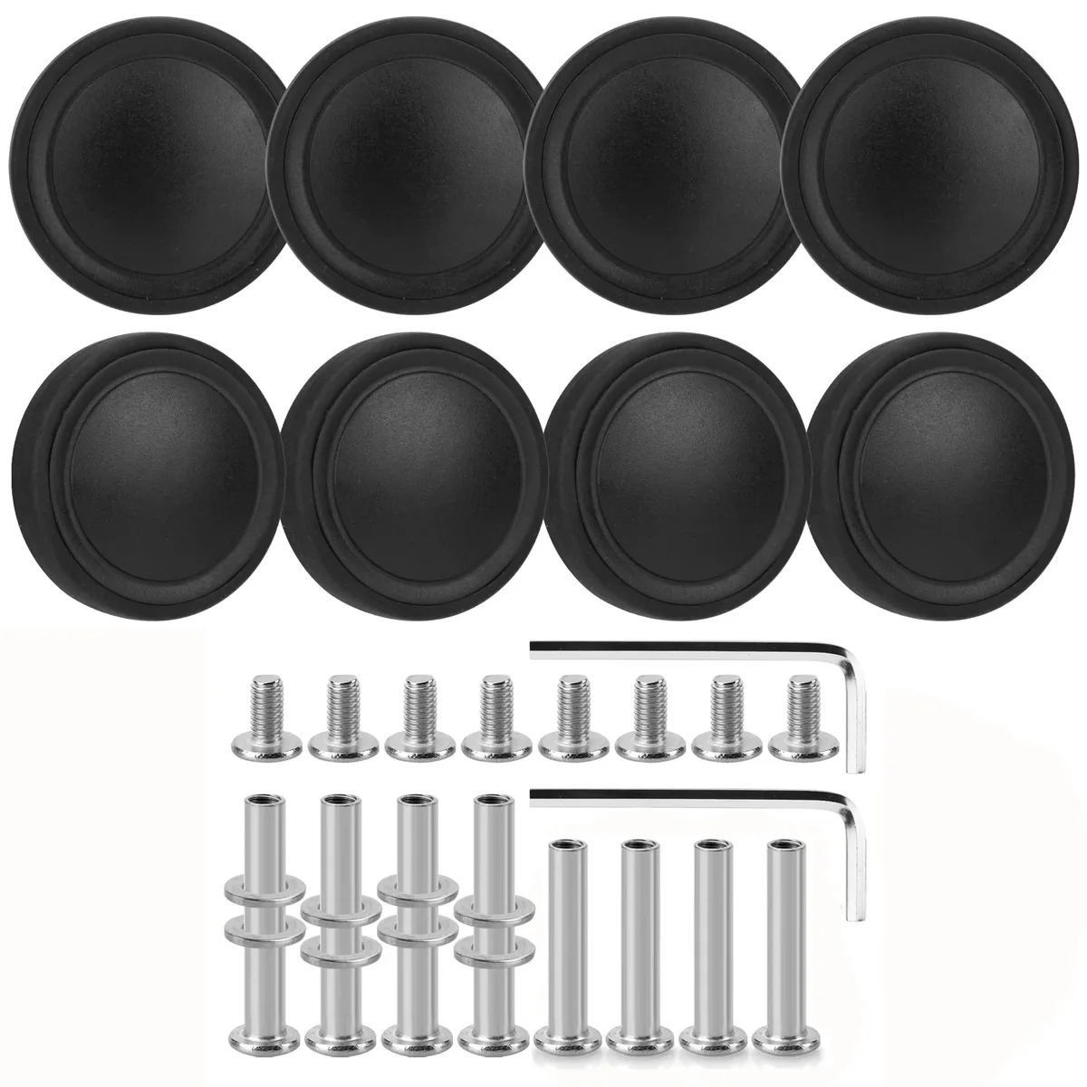 kit de 8 roues de remplacement pour bagages, roues de réparation noires pour valise avec vis, roues de chariot résistantes à l'usure, pièces de roulettes avec axes de 55 mm