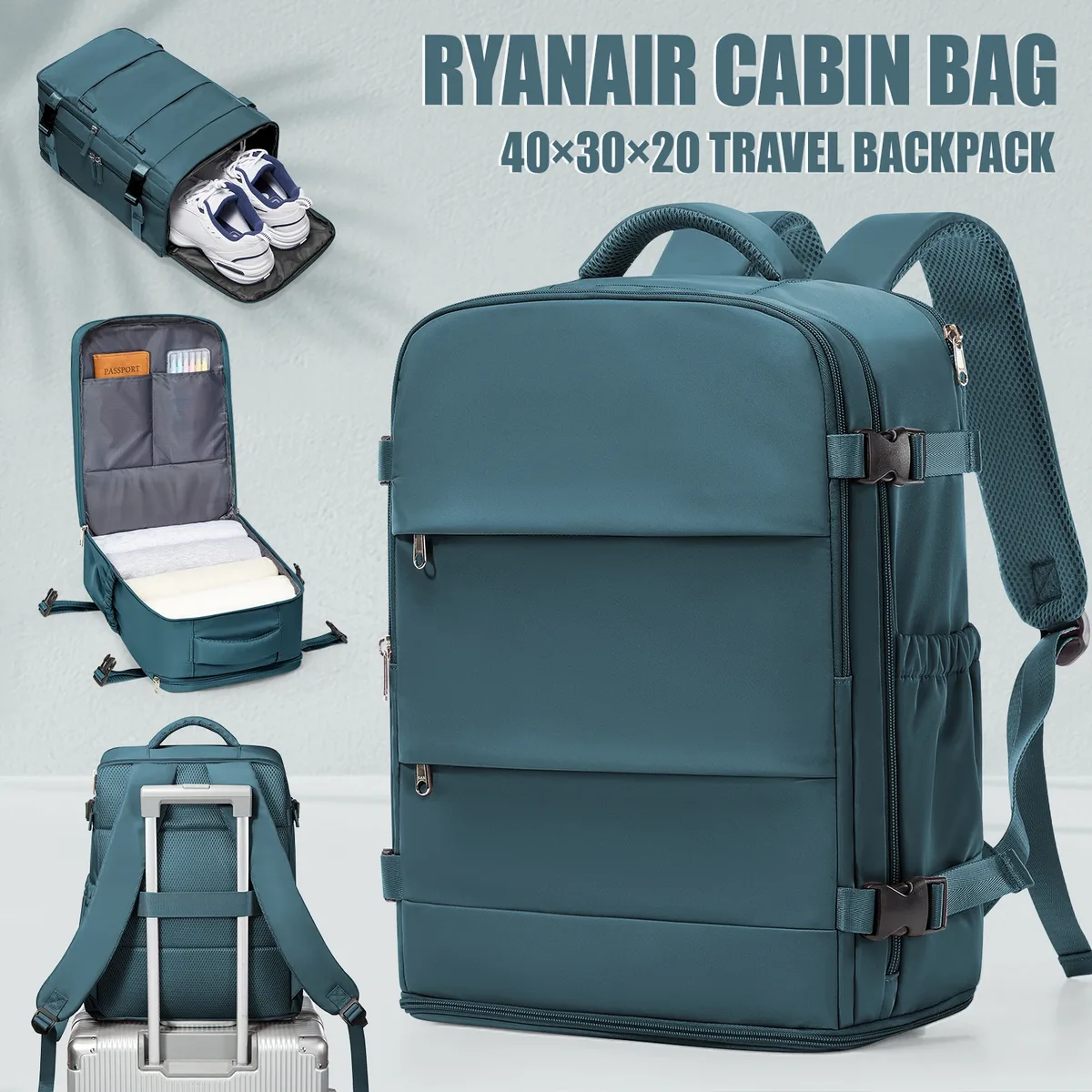 Sac à dos de voyage pour femmes et hommes, sac à dos Ryanair 40x30x20 pour cabine d'avion, bagage EasyJet 45x36x20, sac à dos pour ordinateur portable professionnel
