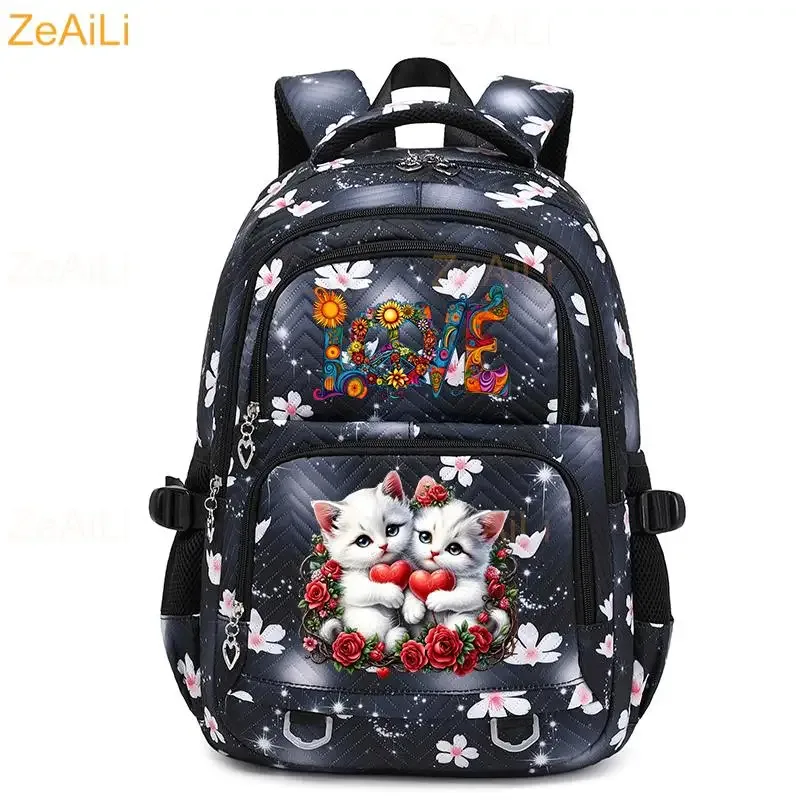 sac à dos imperméable pour femmes, motif libellule et floral, sac de voyage pour adolescentes, cartable pour adolescentes, mochila