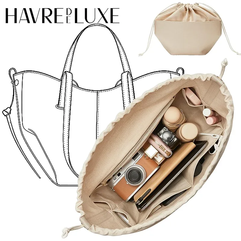 Organisateur de sac en toile pour sacs Cyme, insert léger et imperméable avec fermeture à cordon et fermeture éclair YKK