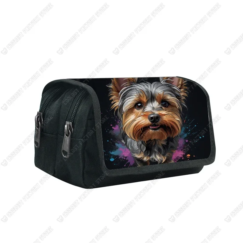 trousse à cosmétiques motif chien d'interconnexion, papeterie de maquillage, troupeau de contribuables allemands, chiots shih tzu, sac à crayons, porte-pinceaux