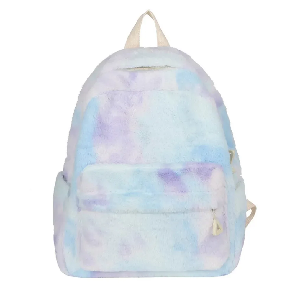 nouveau sac femme en peluche léger couleur unie sac à dos étudiant grande capacité sac à dos de voyage en plein air