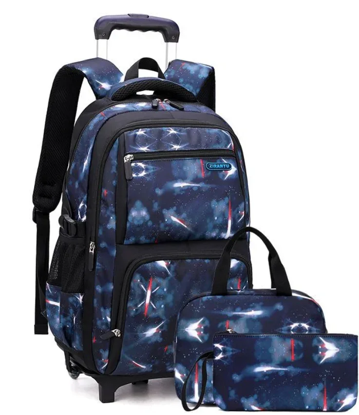 sac à dos à roulettes pour enfants, valise de voyage à roulettes, sac à roulettes pour l'école, ensemble de sacs d'école pour garçons, ensemble de sacs à déjeuner