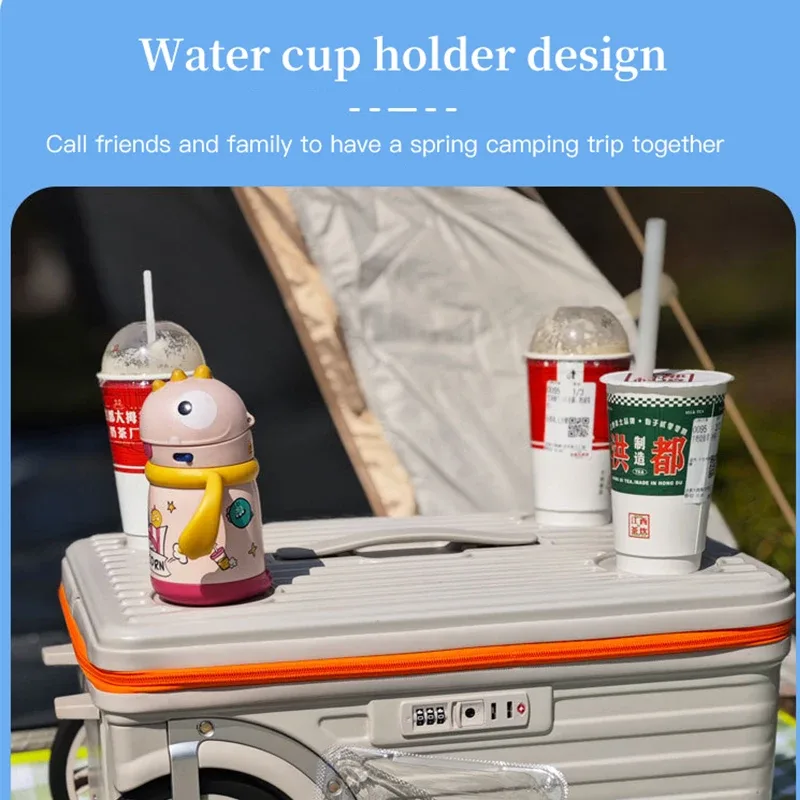 nouveau bagage à grande roue de camping en plein air avec ouverture latérale, valise de voyage pc de grande capacité, roues unidirectionnelles, 24 pouces